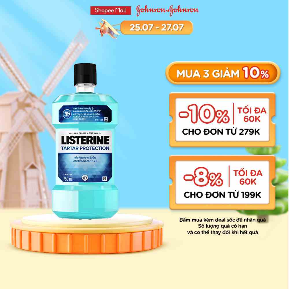 Nước súc miệng ngăn ngừa mảng bám Listerine Tartar Protection 750ml - 100945465