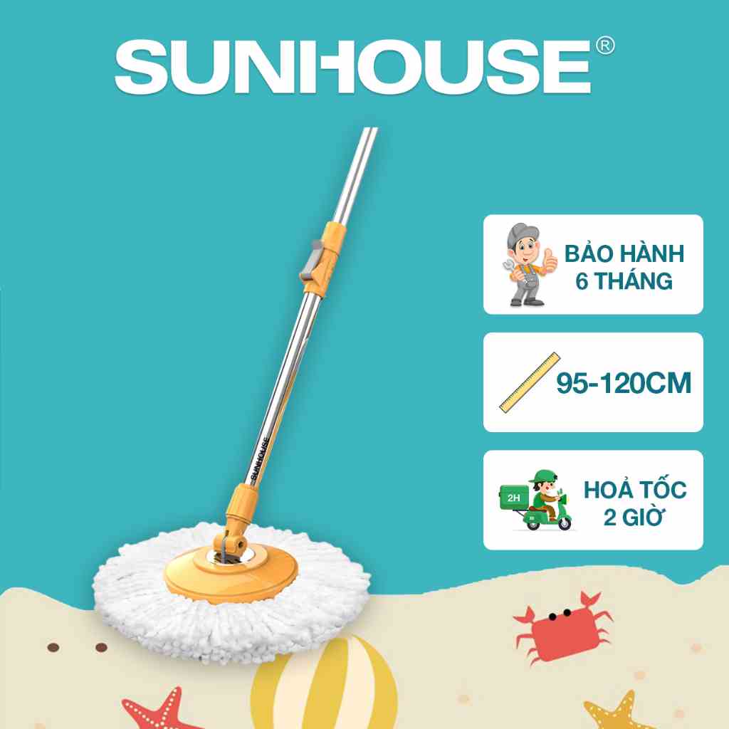 [Mã BMLT30 giảm đến 30K đơn 299K] Cây lau nhà xoay 360 độ SUNHOUSE KS-MO350I - Bảo hành chính hãng 6 tháng