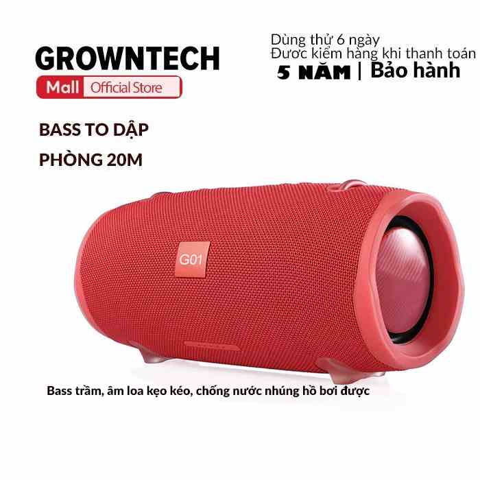 Loa bluetooth GrownTech Xtreme 2 5.0 vỏ chống nước, hỗ trợ thẻ nhớ, bass chuẩn