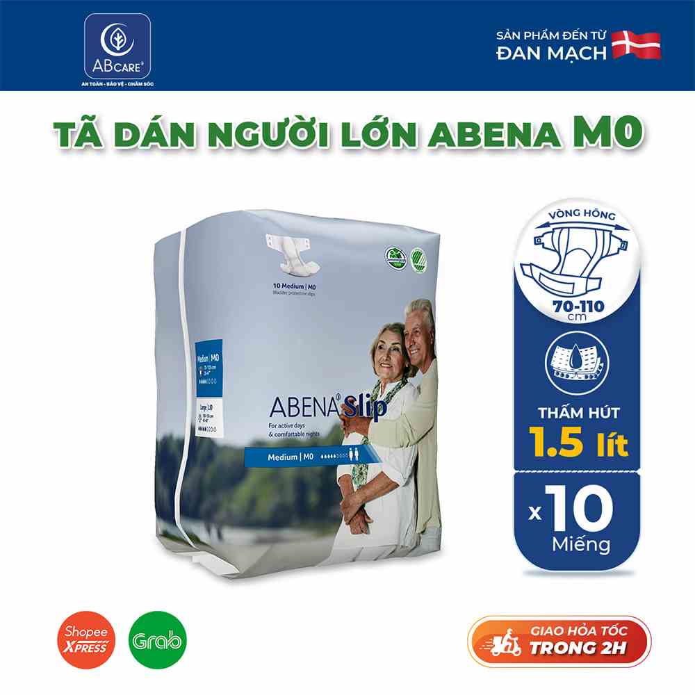 Tã dán người lớn, người già Abena Slip M0 - Nhập khẩu Đan Mạch (Gói 10 miếng)