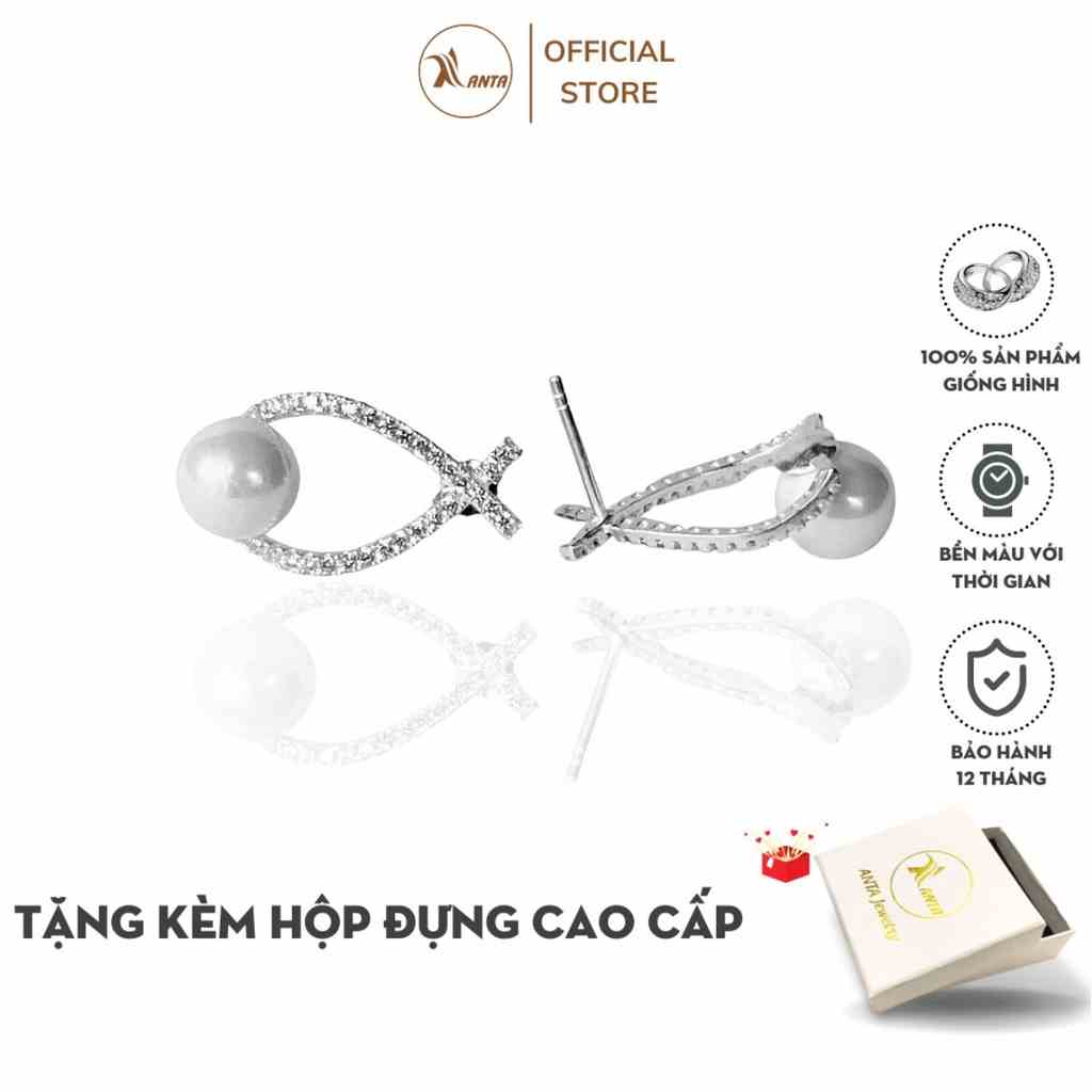 Bông tai bạc  ANTA Jewelry kiểu dáng đính ngọc trai nhân tạo, mẫu khuyên đang được ưa chuộng  AT30171B