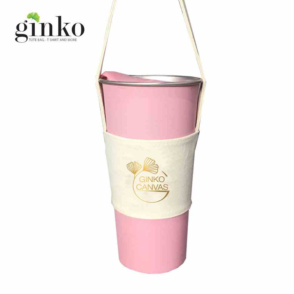 [Mã BMLTA35 giảm đến 35K đơn 99K] Túi treo ly, cốc (Cup Holder) Ginko Canvas in hình gấu teddy ( nhiều mẫu)