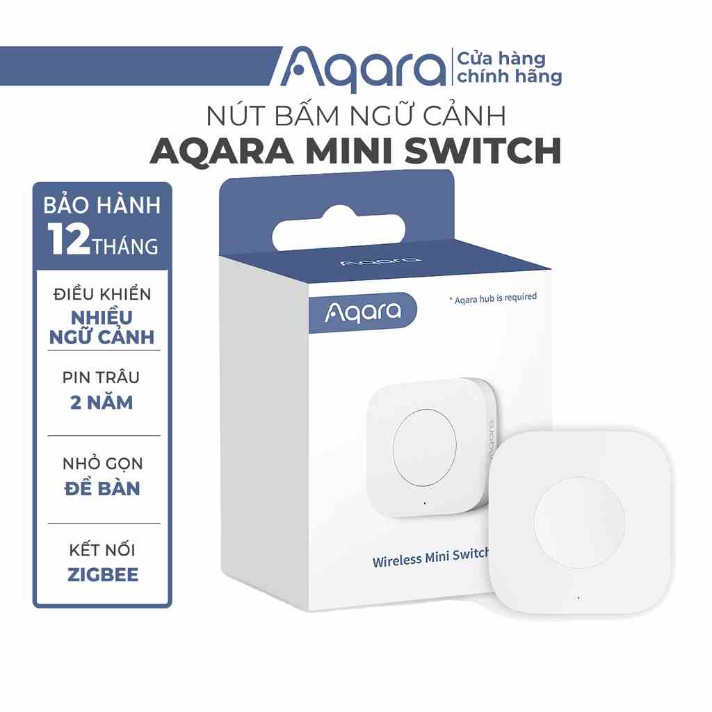 Nút bấm ngữ cảnh Aqara Wireless Mini Switch WXKG11LM - Điều khiển 3 tự động hoá, Tương thích Home Kit, cần Aqara Hub