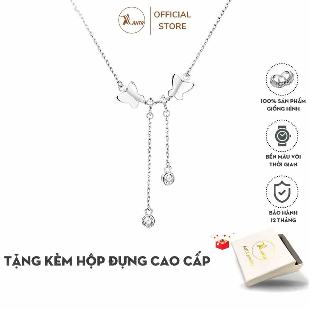 Dây chuyền bạc 925 hình bươm bướm đính đá pha lê sang trọng cho nữ ANTA Jewelry - ATJ3013