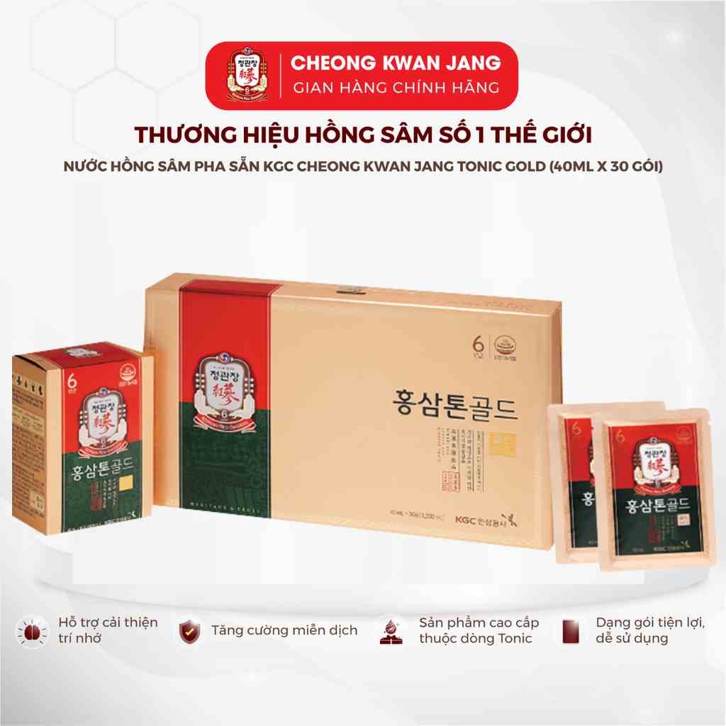 Nước Hồng Sâm Hàn Quốc Pha Sẵn KGC Cheong Kwan Jang Tonic Gold (40ml x 30 gói)