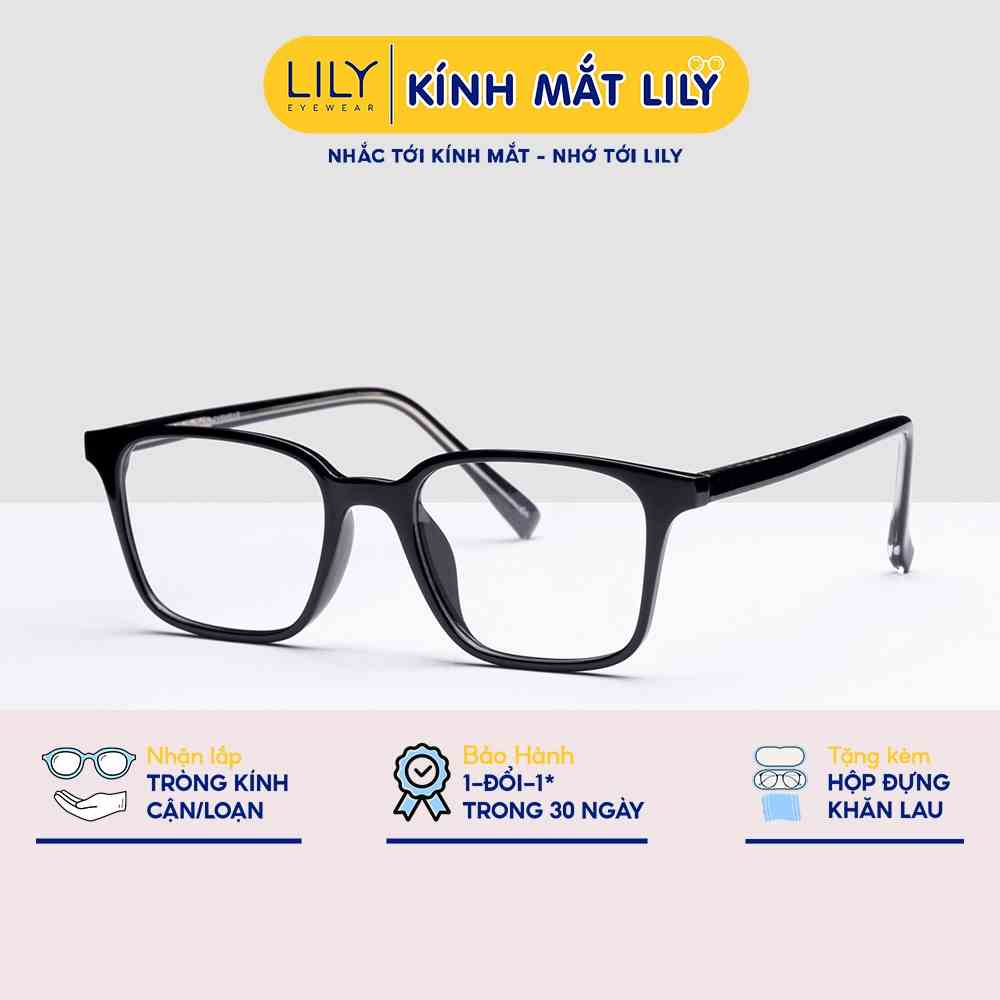 Gọng kính vuông nam nữ LILYEYEWEAR chất liệu nhựa cứng cáp phù hợp nhiều khuôn mặt 17134