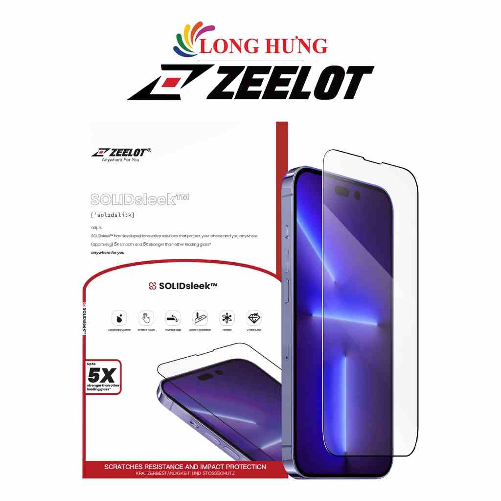 Dán màn hình cường lực Full viền Zeelot iP 14 Pro Max/14 Pro/14 Plus/14/13/12/11 - Hàng chính hãng