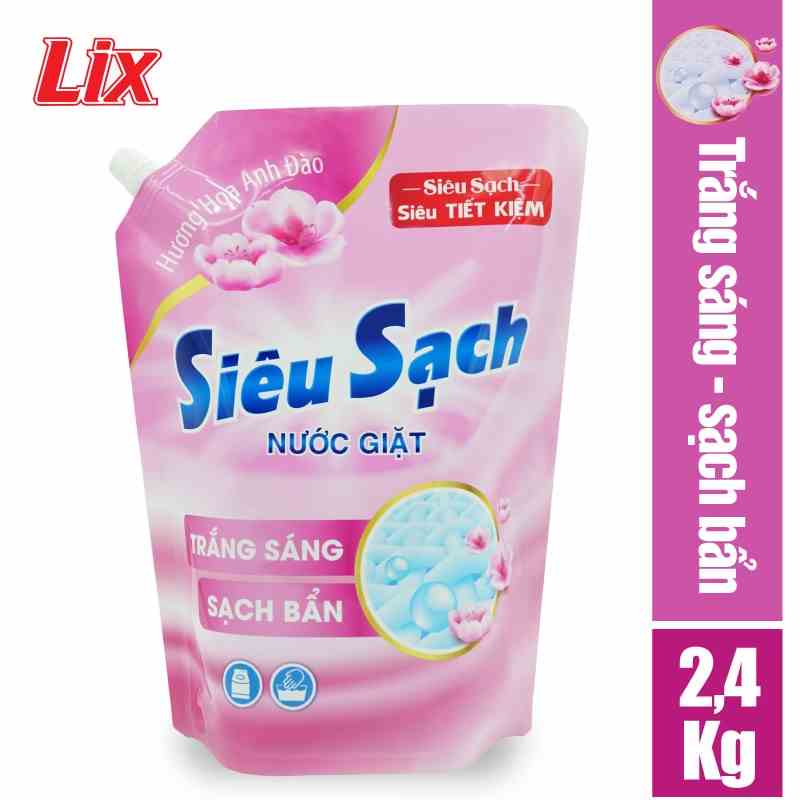 [Mã BMLTA35 giảm đến 35K đơn 99K] Túi nước giặt LIX siêu sạch hương hoa anh đào 2.4kg N2502