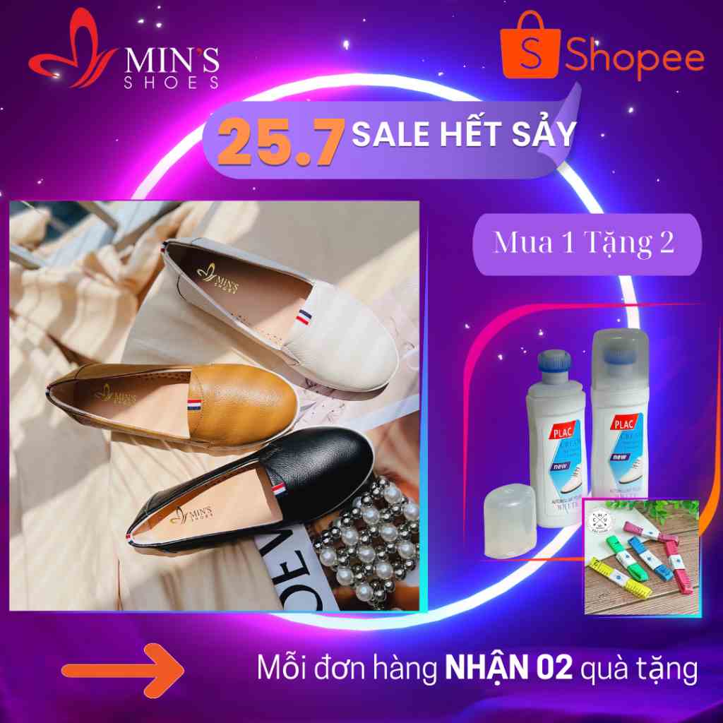 (MUA 1 TẶNG 2 - DUY NHẤT 25-27/07) Mins Shoes - Giày bệt, Giày lười slipon da mềm GL67 (Form Nhỏ đi Tăng Size)