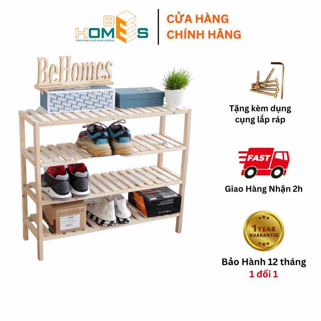 [Mã BMLTB35 giảm đến 35K đơn 99K] Kệ giày gỗ Behomes 4 tầng 80cm