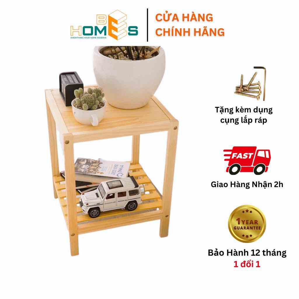 [Mã BMLTB35 giảm đến 35K đơn 99K] Kệ tab gỗ đầu giường mặt ván 2 tầng Behomes