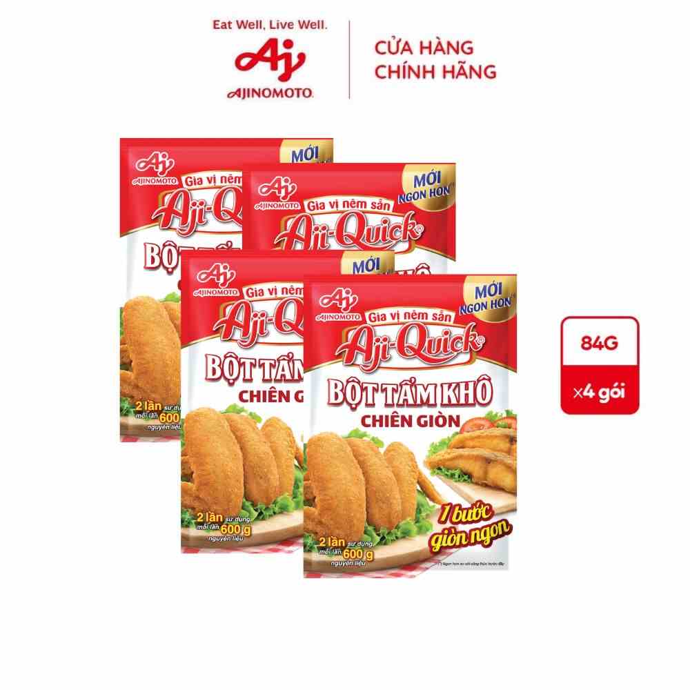 Combo 4 gói Aji-Quick Bột Tẩm Khô Chiên Giòn (84g/gói)