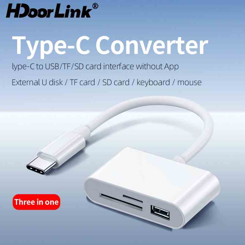 Đầu đọc thẻ nhớ SD/TF/USB HdoorLink cáp Type C/Micro USB sang SD truyền dữ liệu cho ĐT laptop táo