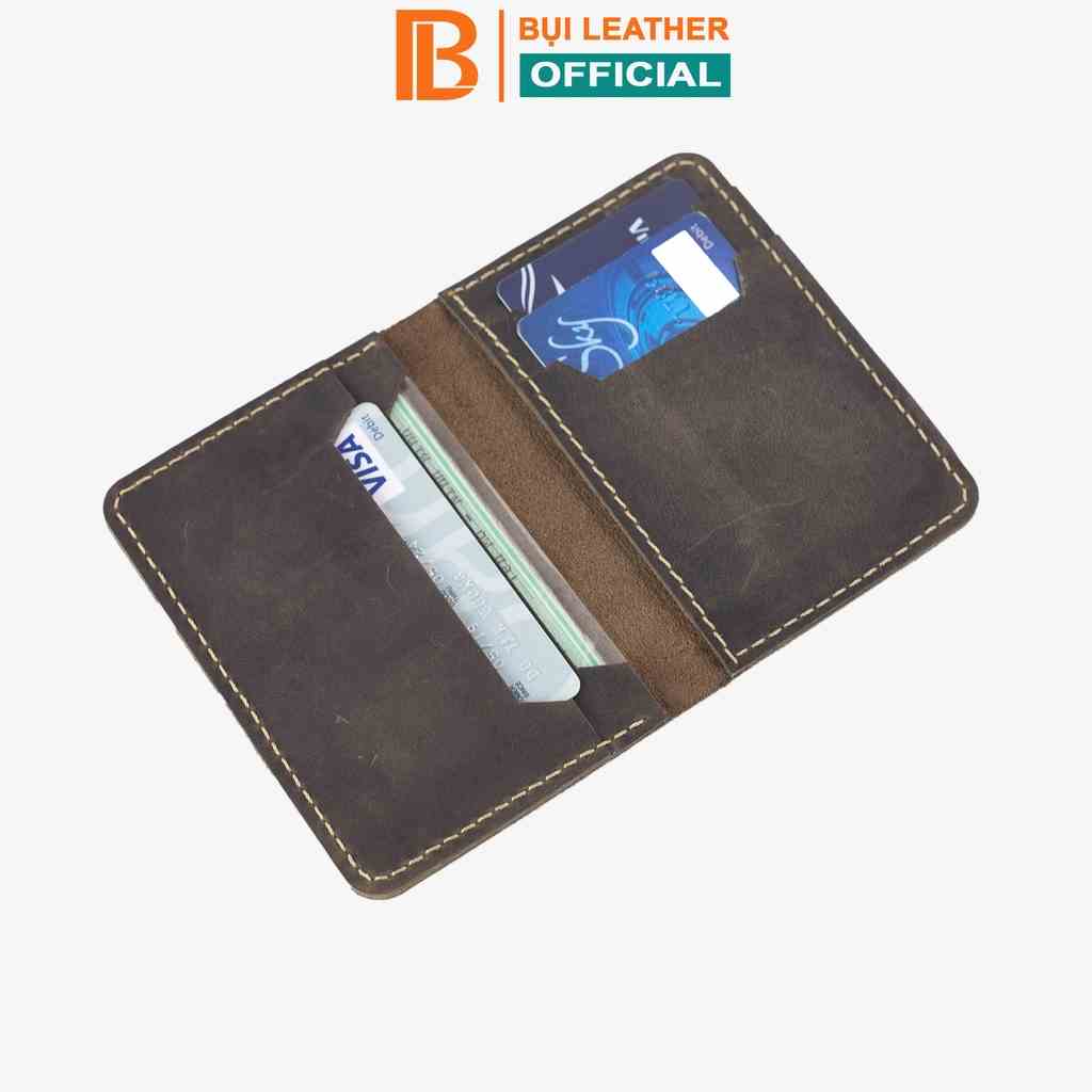 Ví đựng thẻ card holder Bụi Leather V117 da sáp ngựa điên cao cấp