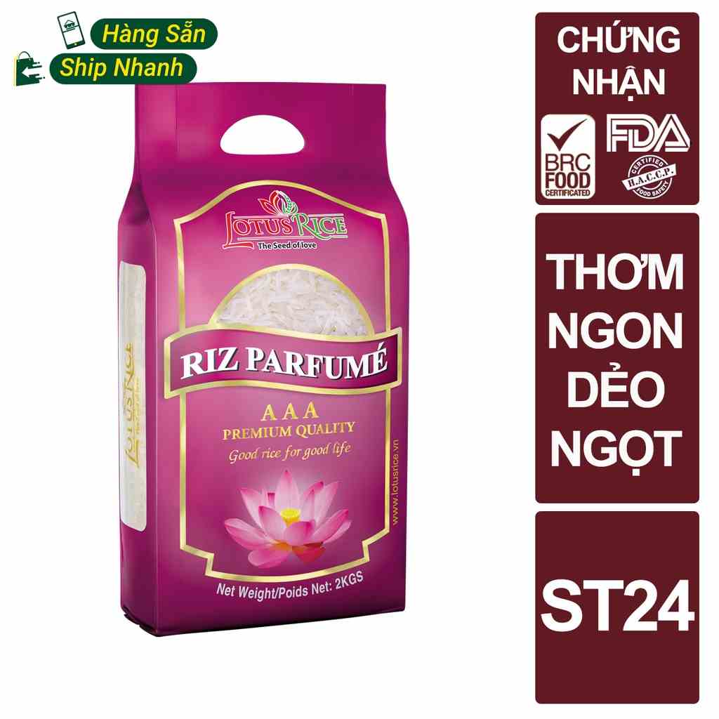 [Mã BMLTB35 giảm đến 35K đơn 99K] Gạo Thơm Thượng Hạng Nàng Sen (ST24) 2kg - Cơm ngon dẻo nhiều - Chuẩn nhà hàng 5 sao