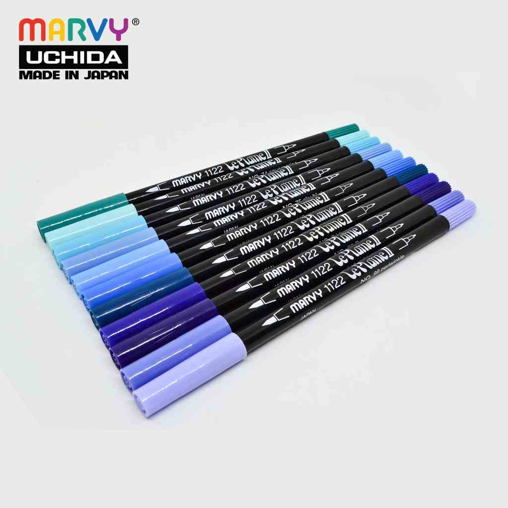 [Mã BMLTB35 giảm đến 35K đơn 99K] Bút Lông Hai Đầu Marvy Uchida 1122 Tone Xanh Tím