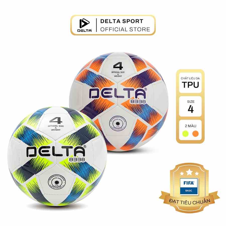 Bóng đá ngoài trời DELTA 8338 4M size 4 chất liệu da TPU tổng hợp, chơi trên sân cỏ nhân tạo sử dụng cho 9 - 12 tuổi.