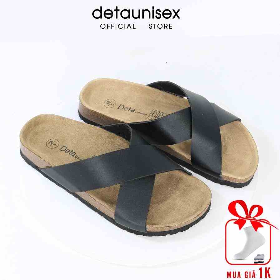 Dép Birken Đế Trấu Quai Chéo Nam Nữ Chữ X DETAUNISEX - DETA23