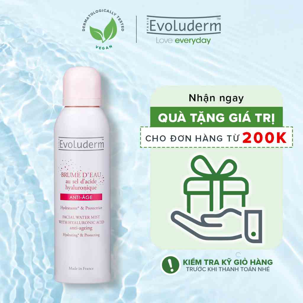 Xịt khoáng Evoluderm giúp ngăn ngừa lão hóa dưỡng ẩm và bảo vệ da tinh chất Hyaluronic Acid Salt 150ml-16275