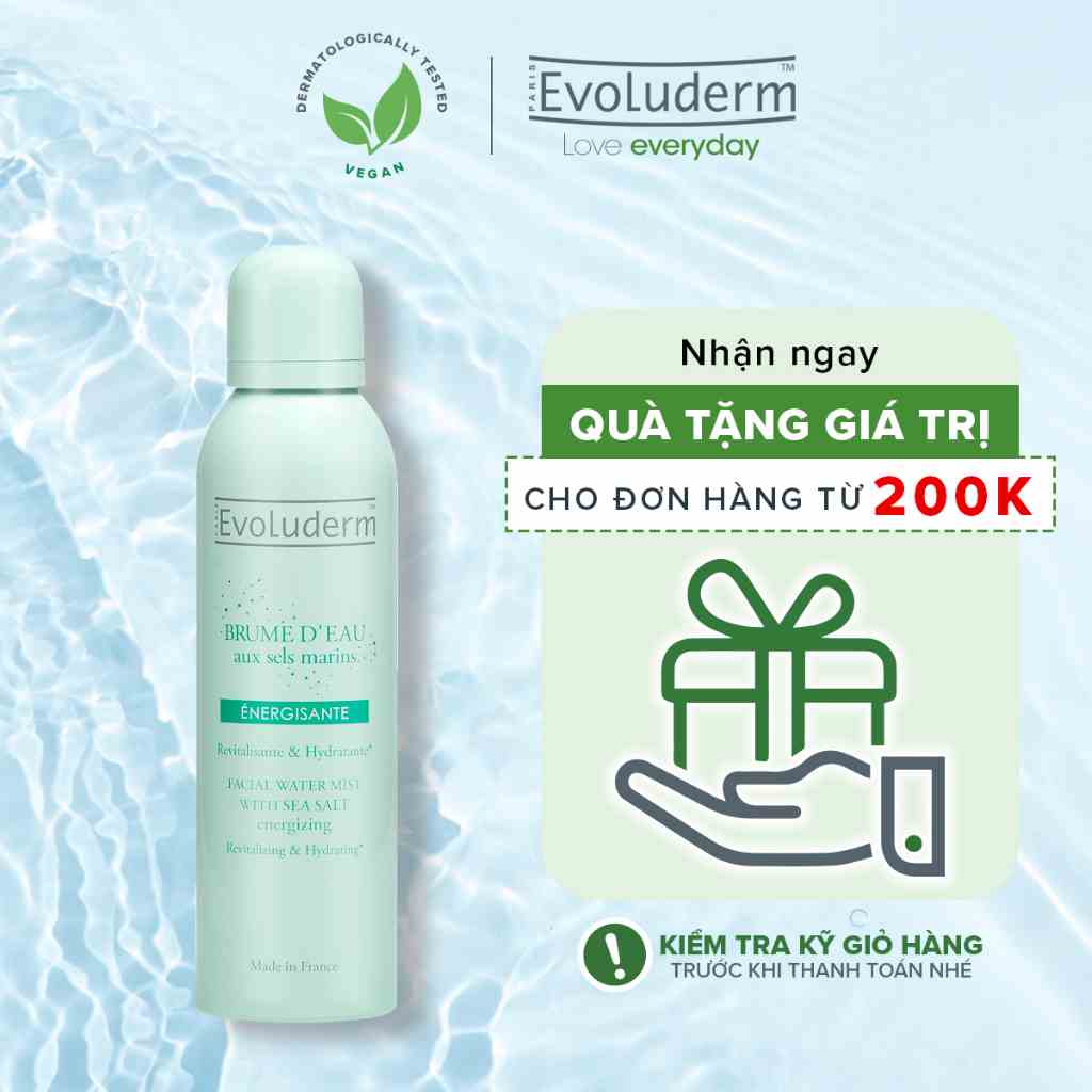 Xịt khoáng evoluderm sea salt chiết xuất từ muối biển sâu dưỡng ẩm,bổ sung khoáng chất trẻ hóa da 150ml