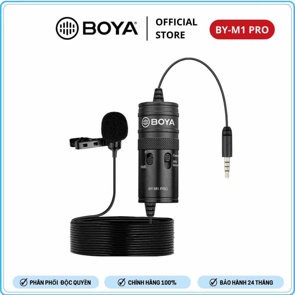 BOYA BY-M1 PRO - Hàng Chính Hãng - Mic thu âm cổng 3.5mm dành cho Điện thoại/Máy ảnh