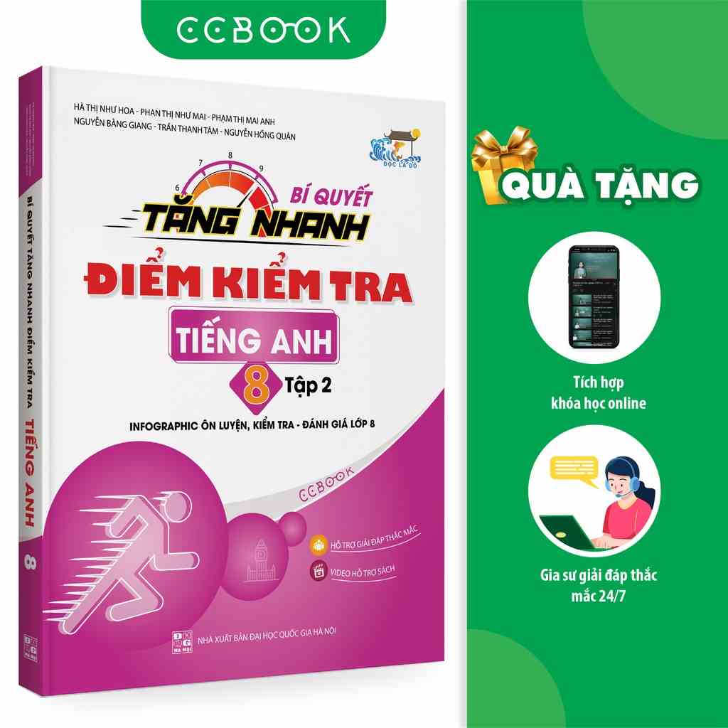 Sách - Bí quyết tăng nhanh điểm kiểm tra Tiếng Anh 8 Tập 2 - Tham khảo lớp 8 - Chính hãng CCbook