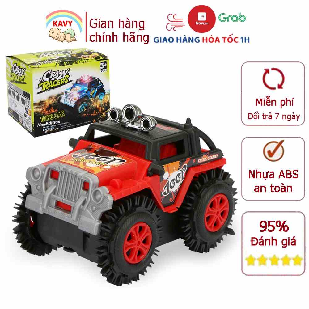 Đồ chơi trẻ em xe Jeep KAVY chạy bằng pin chất liệu nhựa không độc hại, chạy nhanh và khỏe (màu đỏ)