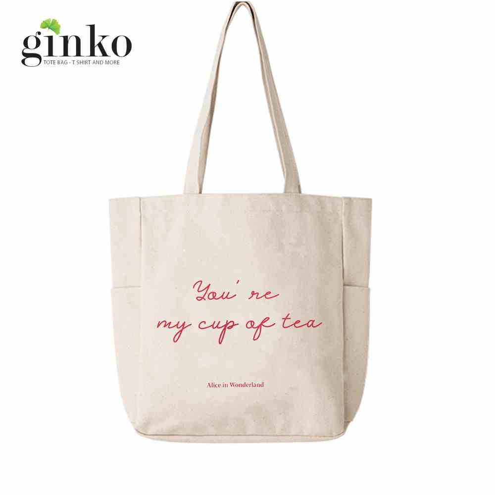 [Mã BMLTA35 giảm đến 35K đơn 99K] Túi Vải Tote Ginko Unisex Phong Cách Hàn Quốc In Hình YOURE MY CUP OF TEA K03