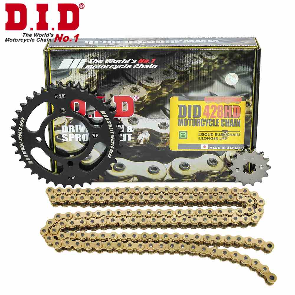 Nhông sên dĩa DID xe Exciter 135 (côn tay) sên vàng Nhật 428HD (sên 10 ly) - Chain Made in Japan