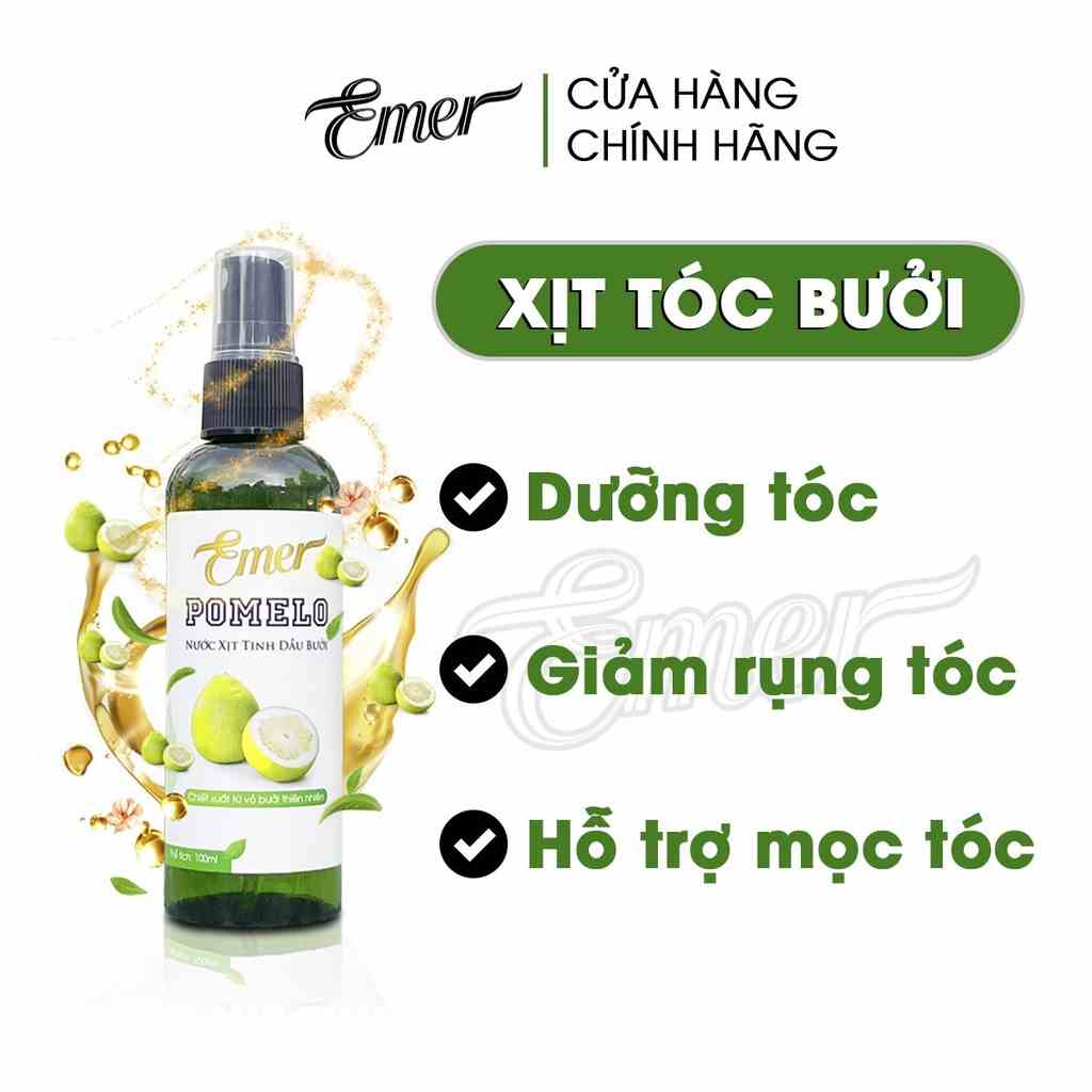 Tinh dầu bưởi mọc tóc pomelo EMER Garin 100ml xịt dưỡng tóc, kích mọc tóc nhanh, giảm rụng rõ rệt cho mái tóc dày và dài