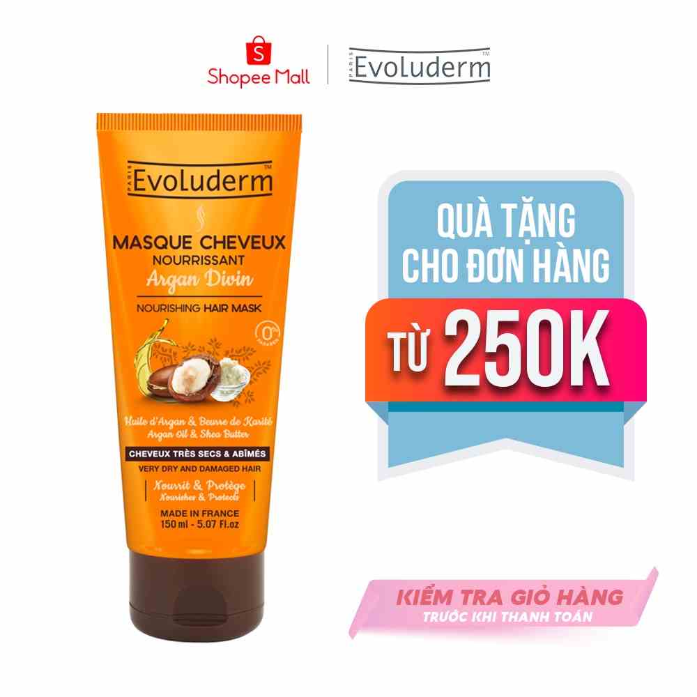 [ HSD-11/2023 ] Kem ủ dành cho tóc rất khô và bị hư tổn Evoluderm Masque Cheveux Nourrissant Argan Divin 150ml