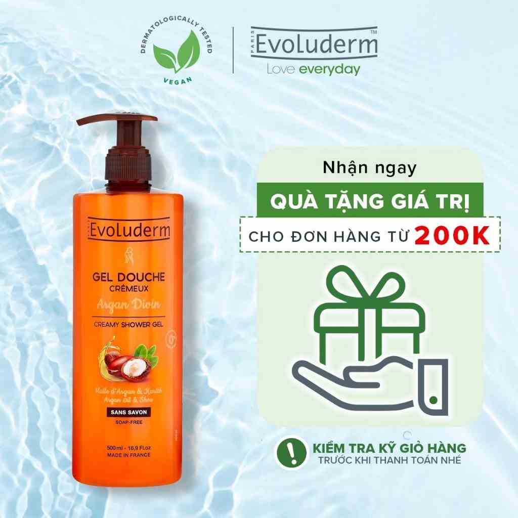 Gel tắm Evoluderm chiết xuất Tinh dầu Argan và Bơ Hạt Mỡ 500ml