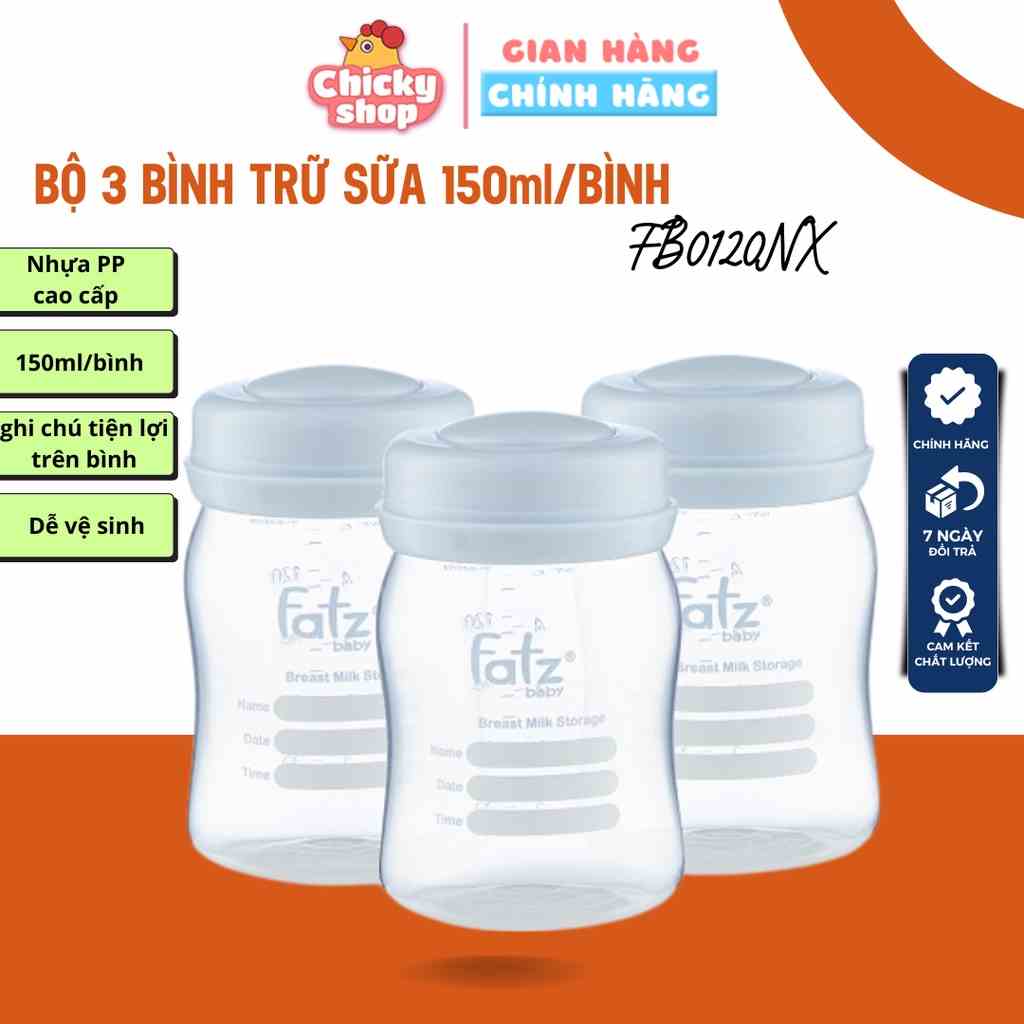 Bộ 3 bình trữ sữa 150ml FatzBaby FB0120N