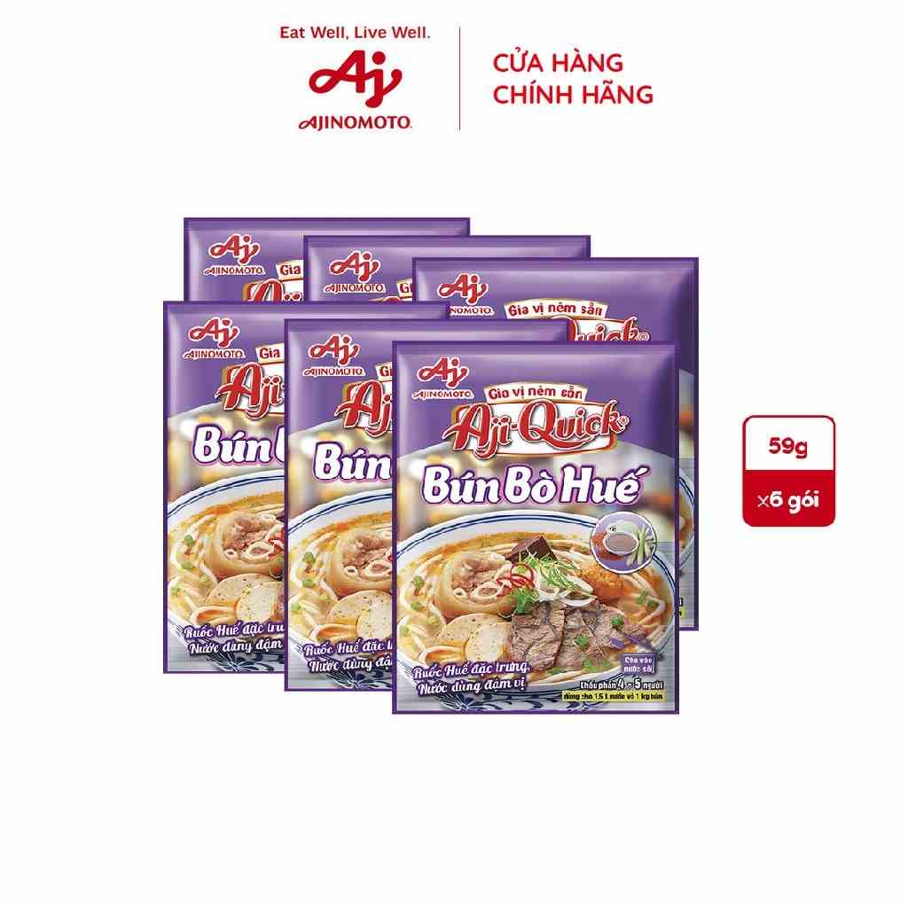 Lốc 6 gói Aji-Quick Bún Bò Huế (59g/Gói) - Ajinomoto