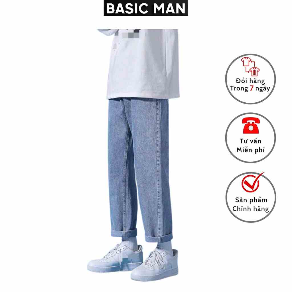 [Mã BMLTB35 giảm đến 35K đơn 99K] Quần jean nam baggy BASIC MAN ống suông, form rộng lưng trung cho nữ - Jean BM001