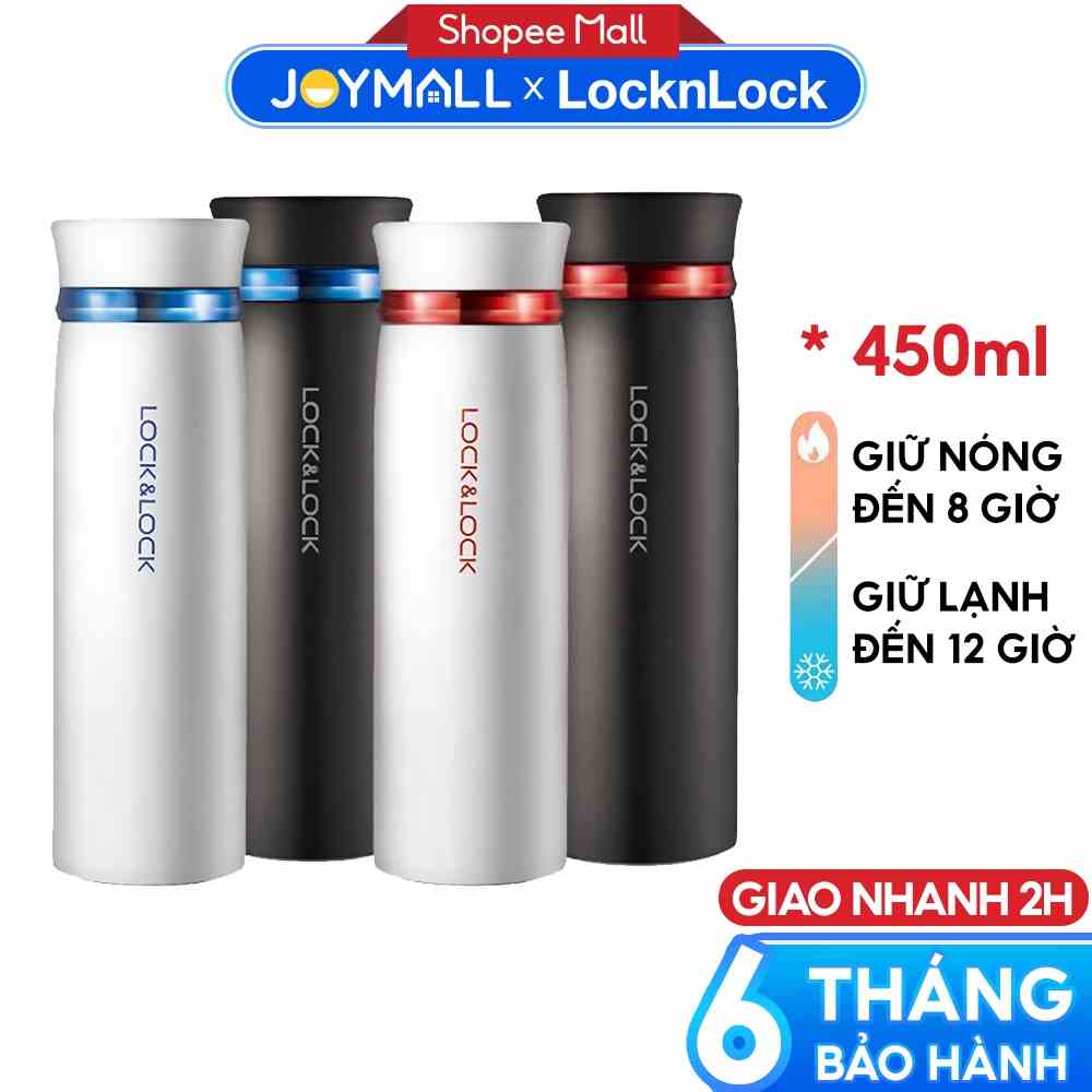 Bình giữ nhiệt Lock&Lock 450ml Feather Light LHC4131 - Hàng chính hãng, bằng thép không gỉ, có lưới lọc trà - JoyMall