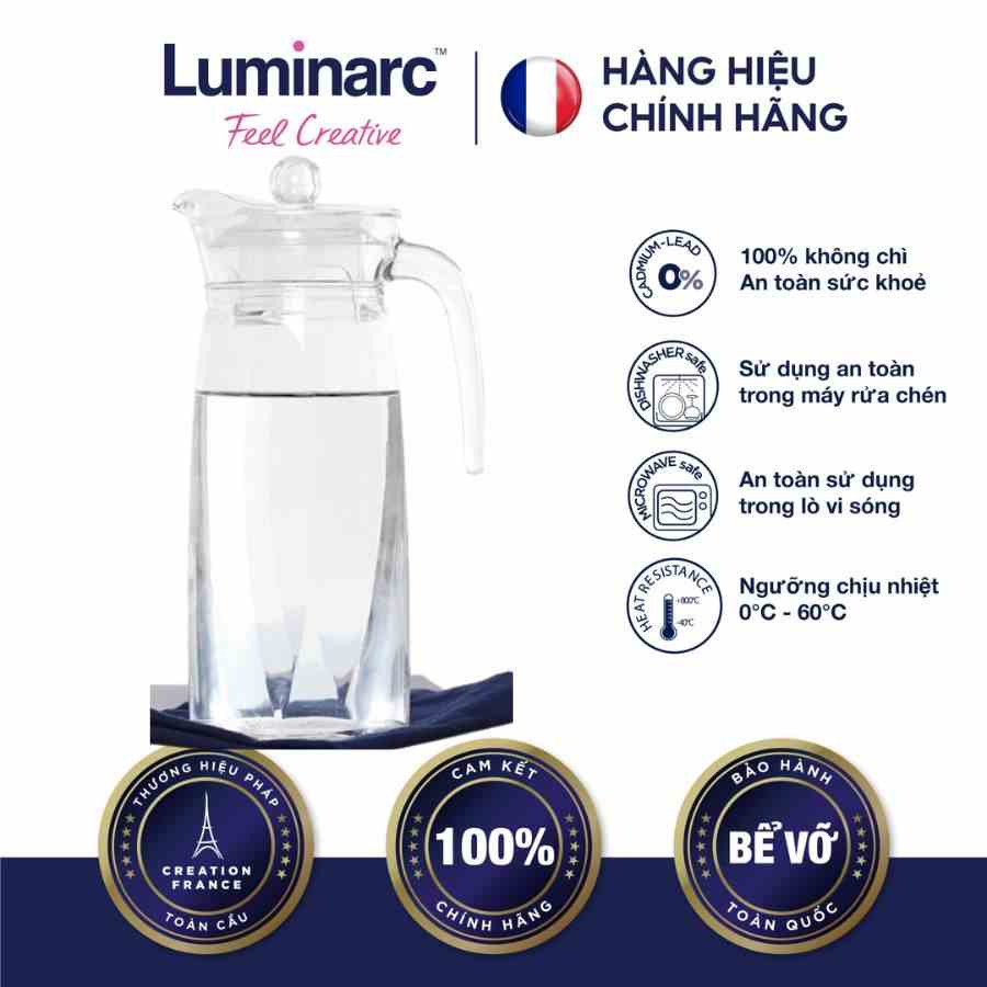 [Mã BMLTA35 giảm đến 35K đơn 99K] Bình Nước Thuỷ Tinh Luminarc Flame 1.3L- LUBIJ8535