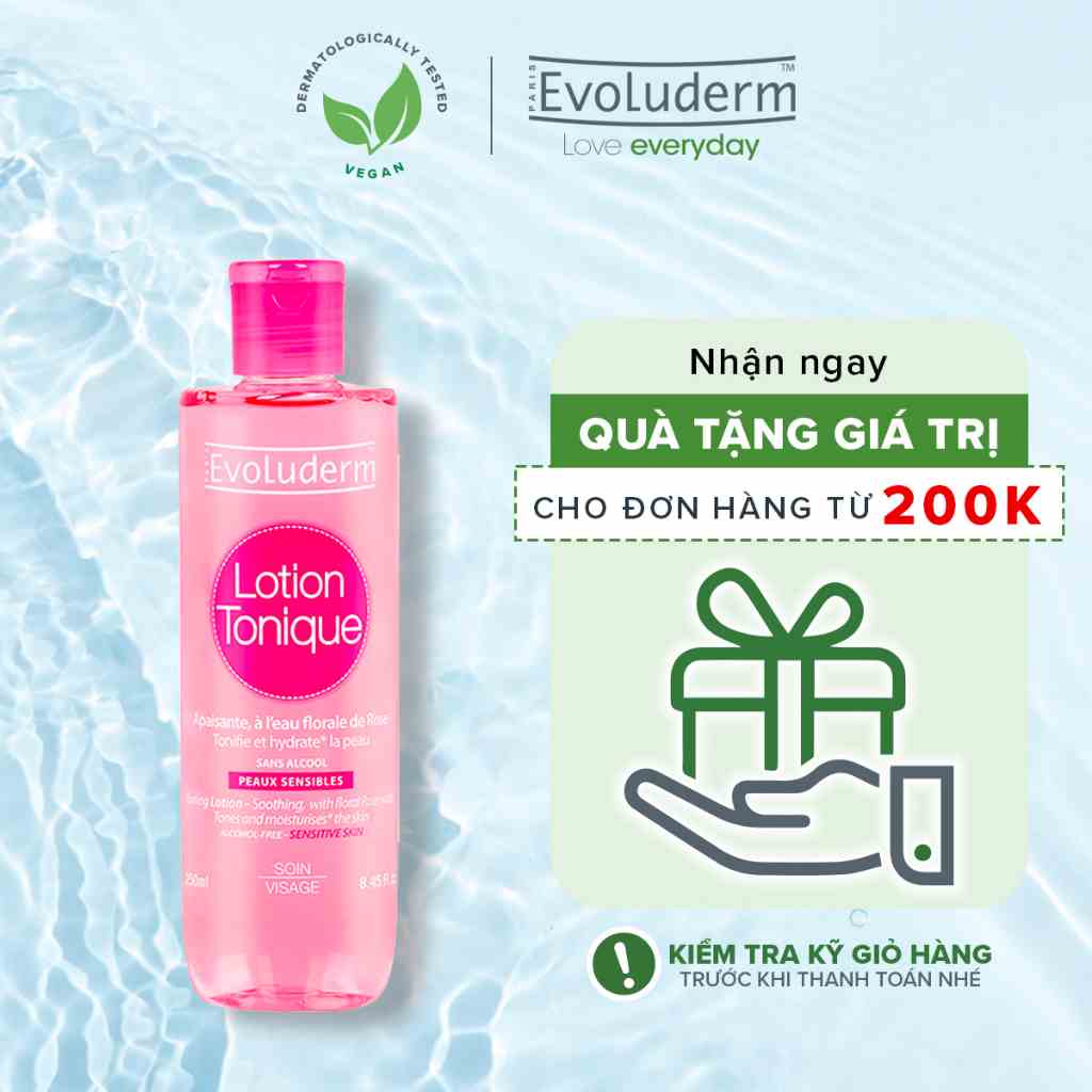 Nước hoa hồng Evoluderm se khít lỗ chân lông, dưỡng ẩm & làm sạch 250ml