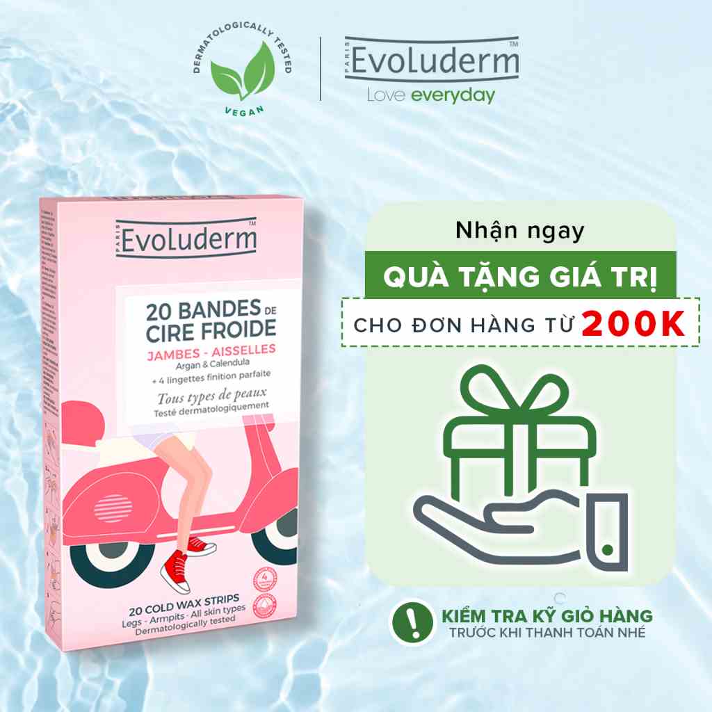 Tẩy lông Evoluderm dạng miếng dành cho chân tay 20 Miếng