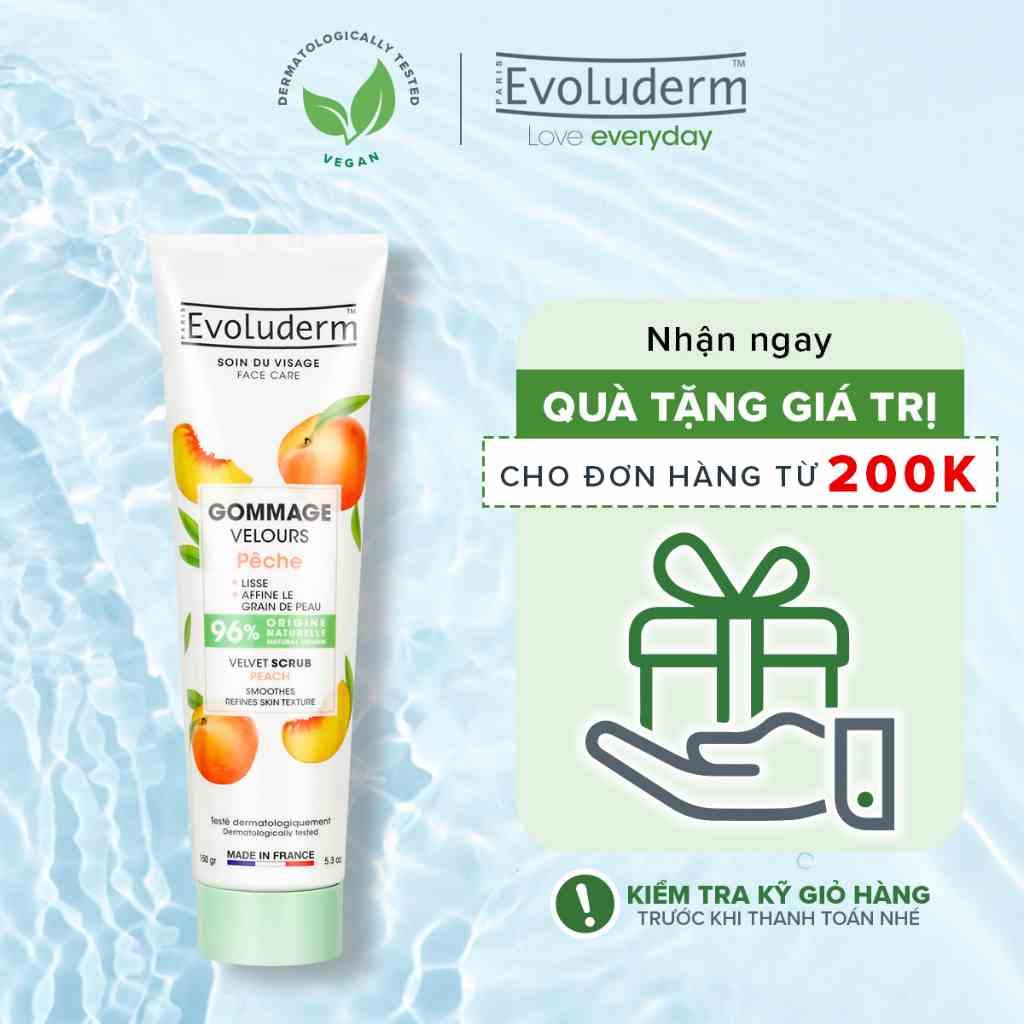 Tẩy tế bào chết dành cho măt Evoluderm tinh chất Đào 150ml