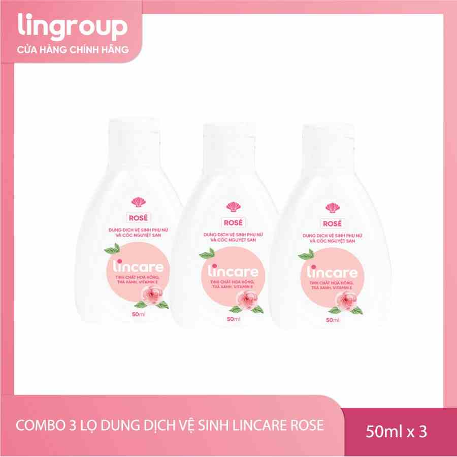 Bộ 3 dung dịch vệ sinh phụ nữ Lincare Rose hương thơm tự nhiên (50mlx3)