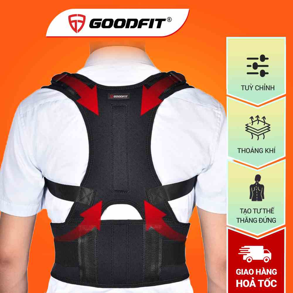 Đai chống gù lưng nam, nữ khắc phục gù chính hãng GoodFit GF713P đai đeo chống gù lưng