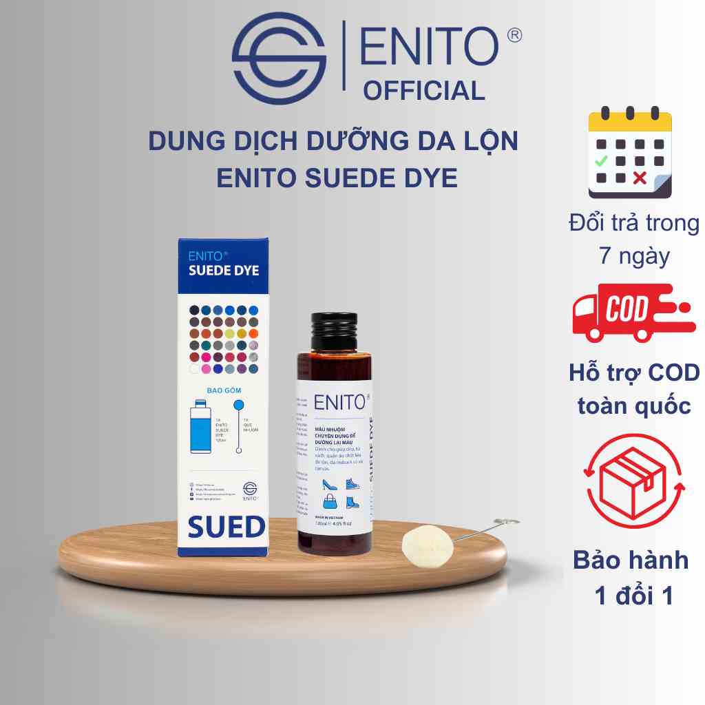 Màu Nhuộm Dưỡng Da Lộn Enito Suede Dye 100ml - Dưỡng Lại Màu, Phục Hồi Màu Cho Da Lộn Bị Xù, Bợt Màu