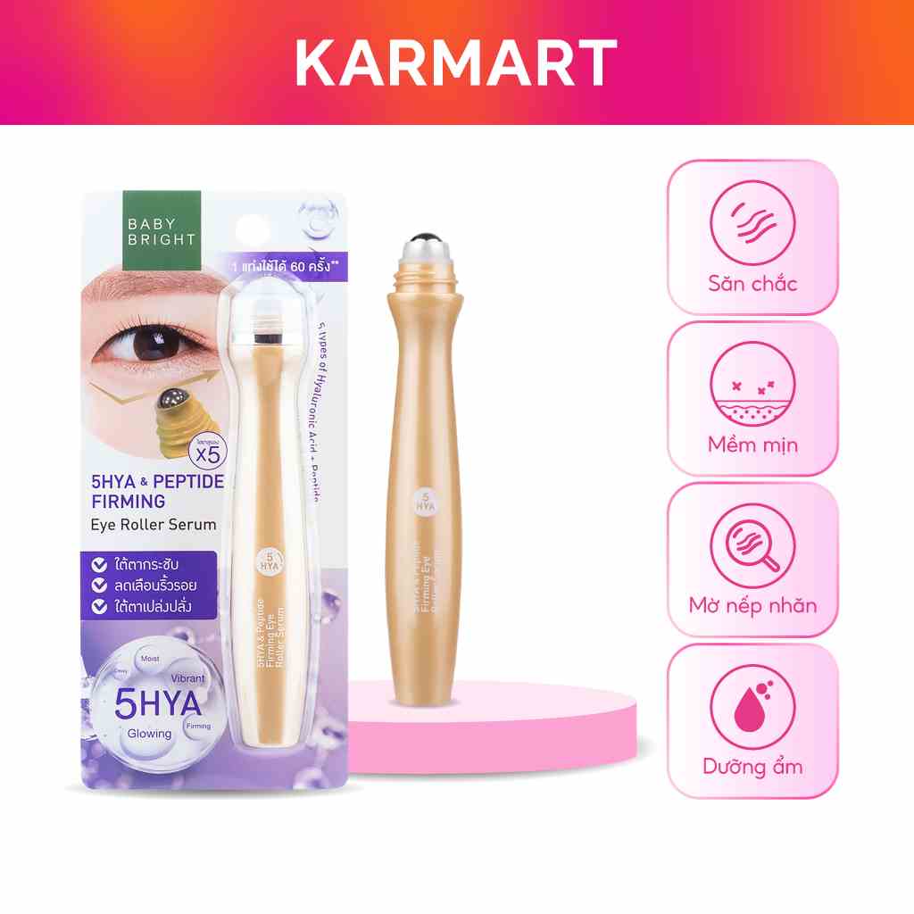 Cây lăn mắt chống nhăn mắt Baby Bright 5hya & Peptide Firming Eye Roller Serum 15ml