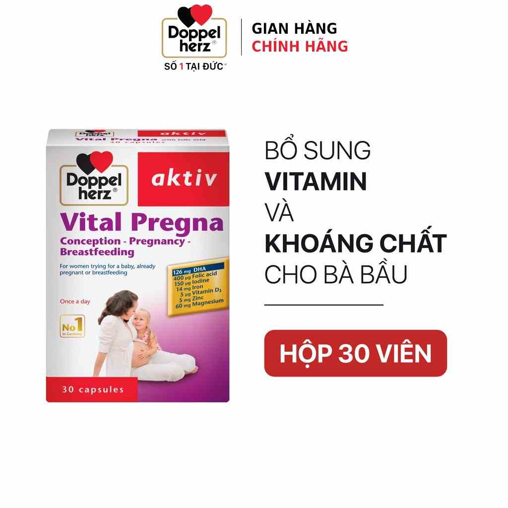 [TPCN Nhập Khẩu] Viên uống bổ sung Vitamin và khoáng chất cho bà bầu Doppelherz Aktiv Vital Pregna (Hộp 30 viên)