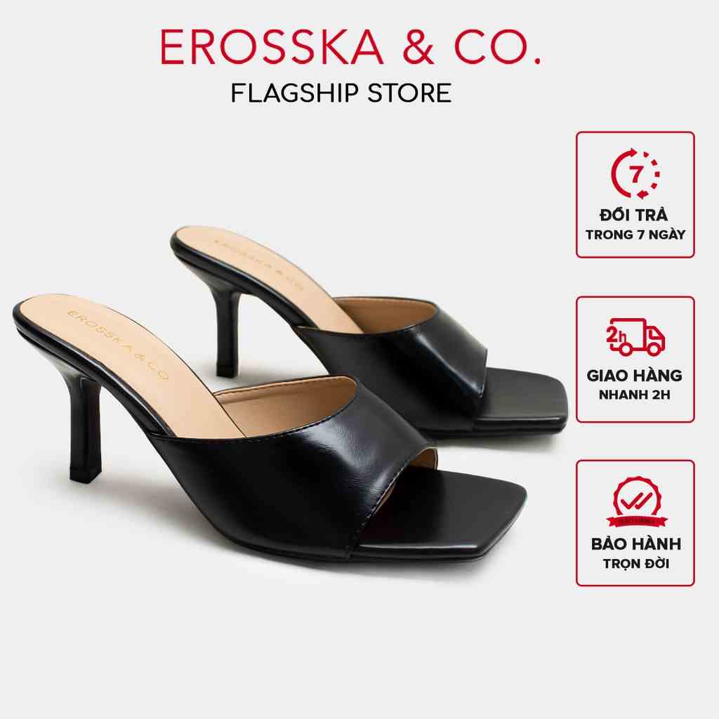 Erosska - Dép nữ cao gót thời trang gót nhọn kiểu dáng đơn giản cao 7cm màu đen _ EM091