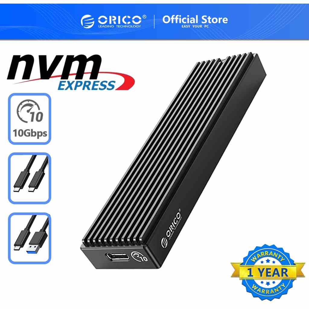 Vỏ ổ cứng ORICO cổng USB type-C Gen2 10Gbps PCIe M2 SATA NVME NGFF 5Gbps Cho SSD M.2