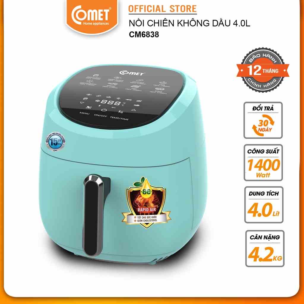 Nồi chiên không dầu phím cảm ứng điện tử 4L COMET - CM6838