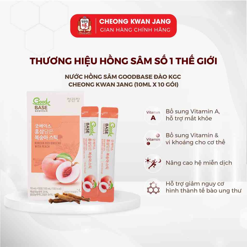 Nước Sâm Hàn Quốc Goodbase Vị Đào KGC Cheong Kwan Jang (10ml x 10 gói)