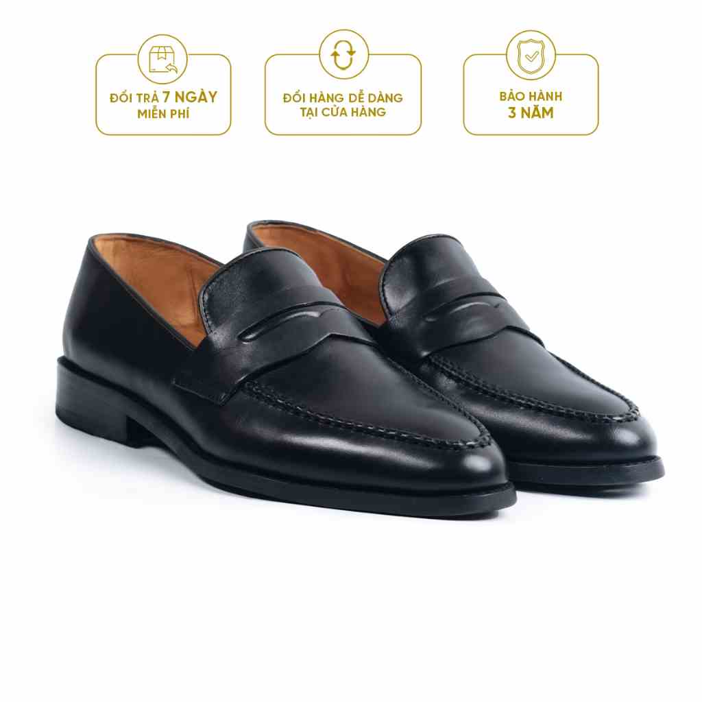 Giày Tây Lười Cao Cấp Classic Loafer - LF02 - Da Bò Ý Lót Trong Da Bò Mộc - Thương hiệu Be Classy